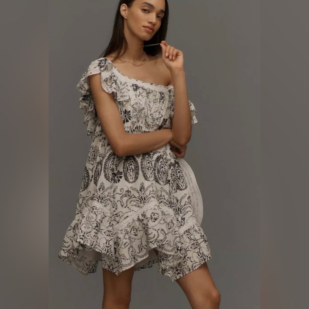 Anthropologie Maeve Flutter Sleeves Babydoll Dress Size Large